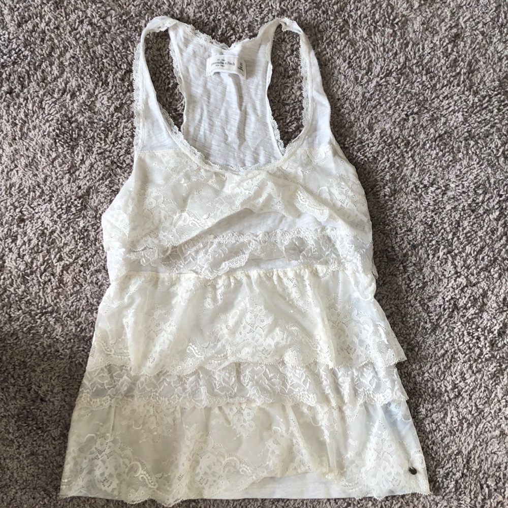 White ruffled Abercrombie & Fitch Tank!